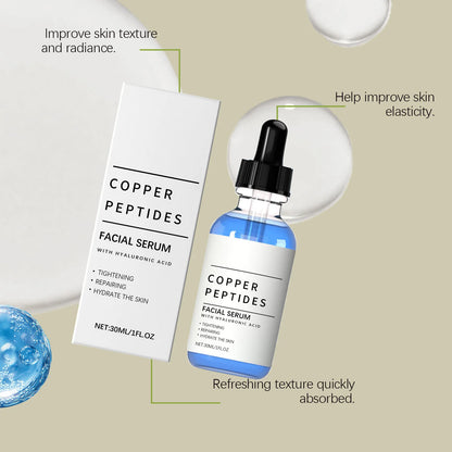 Copper Peptide Serum Anti Wrinkle Remover Antioxidant Tighten Skin Barrier Repair Deep Hydration Hyaluronic Acid Face Serum 30ml