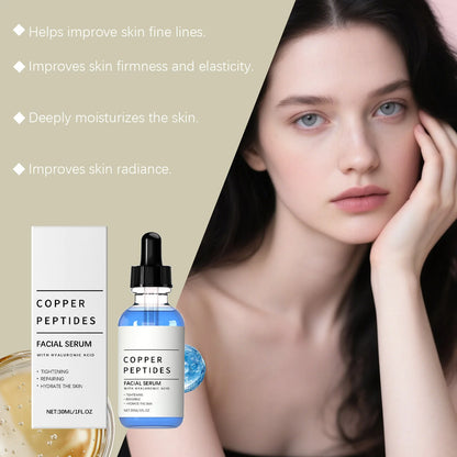 Copper Peptide Serum Anti Wrinkle Remover Antioxidant Tighten Skin Barrier Repair Deep Hydration Hyaluronic Acid Face Serum 30ml